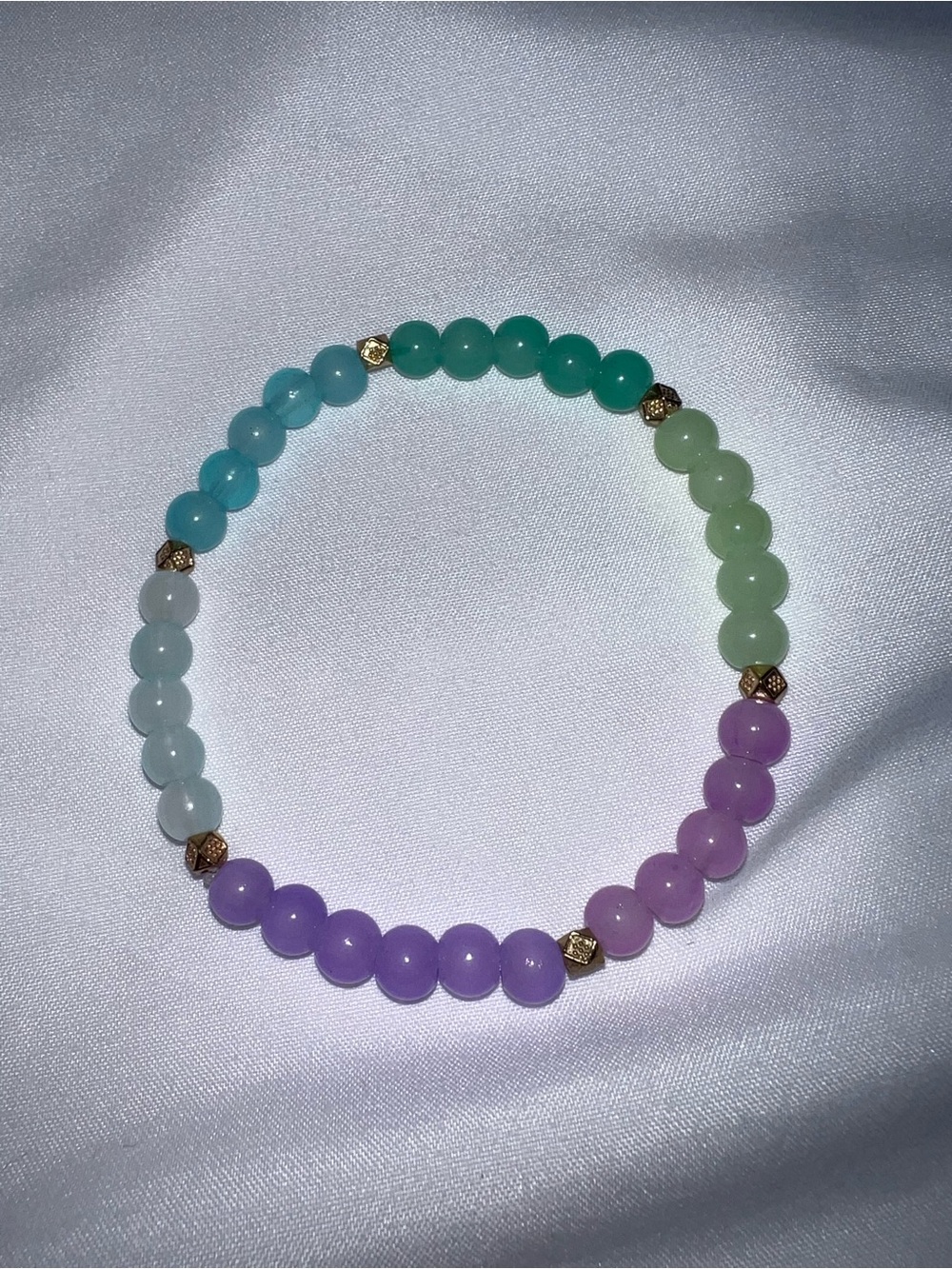 Handmade Pastel Multi-Color Beaded Stretch Bracelet - Women Jewelry glass